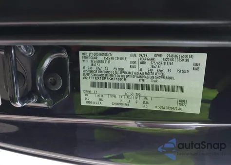 2019 Ford F-150 Xlt из США, поврежденный, VIN 1FTEX1EP7KKF16618